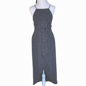NWT Dee Elly Dark Navy and White Polka Dot sleeveless Midi Dress Sz M